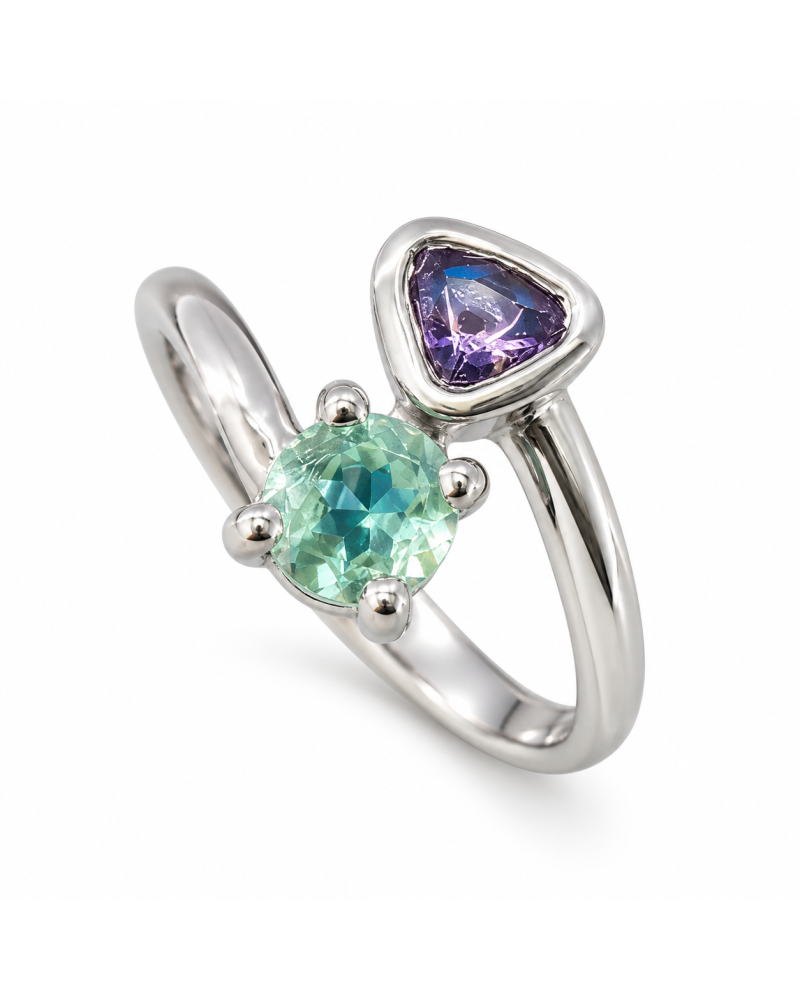Bague Duo sur fond blanc — maquette IA