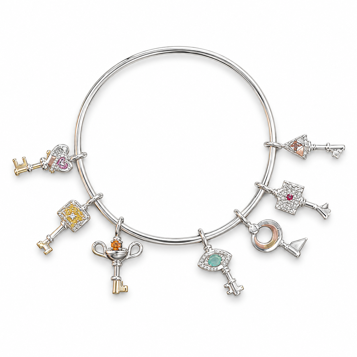 Bracelet aux clés sur fond blanc — maquette IA
